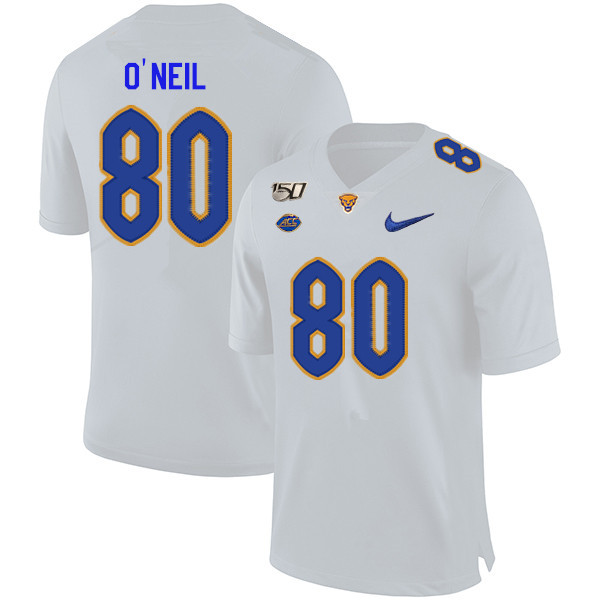 2019 Men #80 Cameron O'Neil Pitt Panthers College Football Jerseys Sale-White